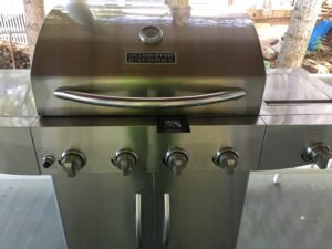 Closeup of clean gas grill