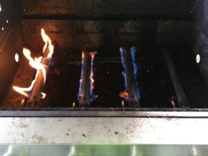 Gas grate with flames